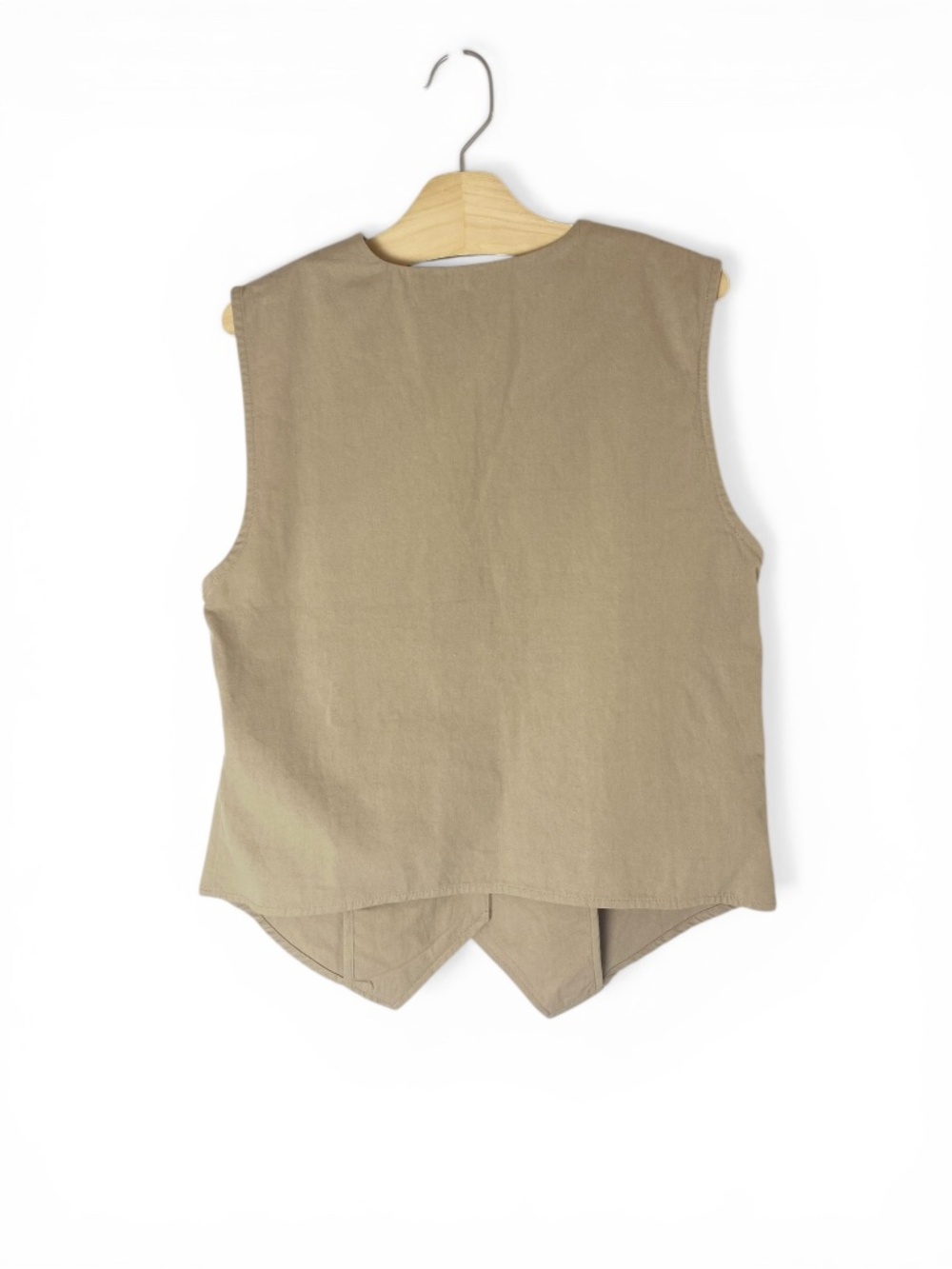 COMMENSE 100% Cotton V-Neck Vest Tailored Leg Short Set in Tan Size XS*** - Picture 3 of 12